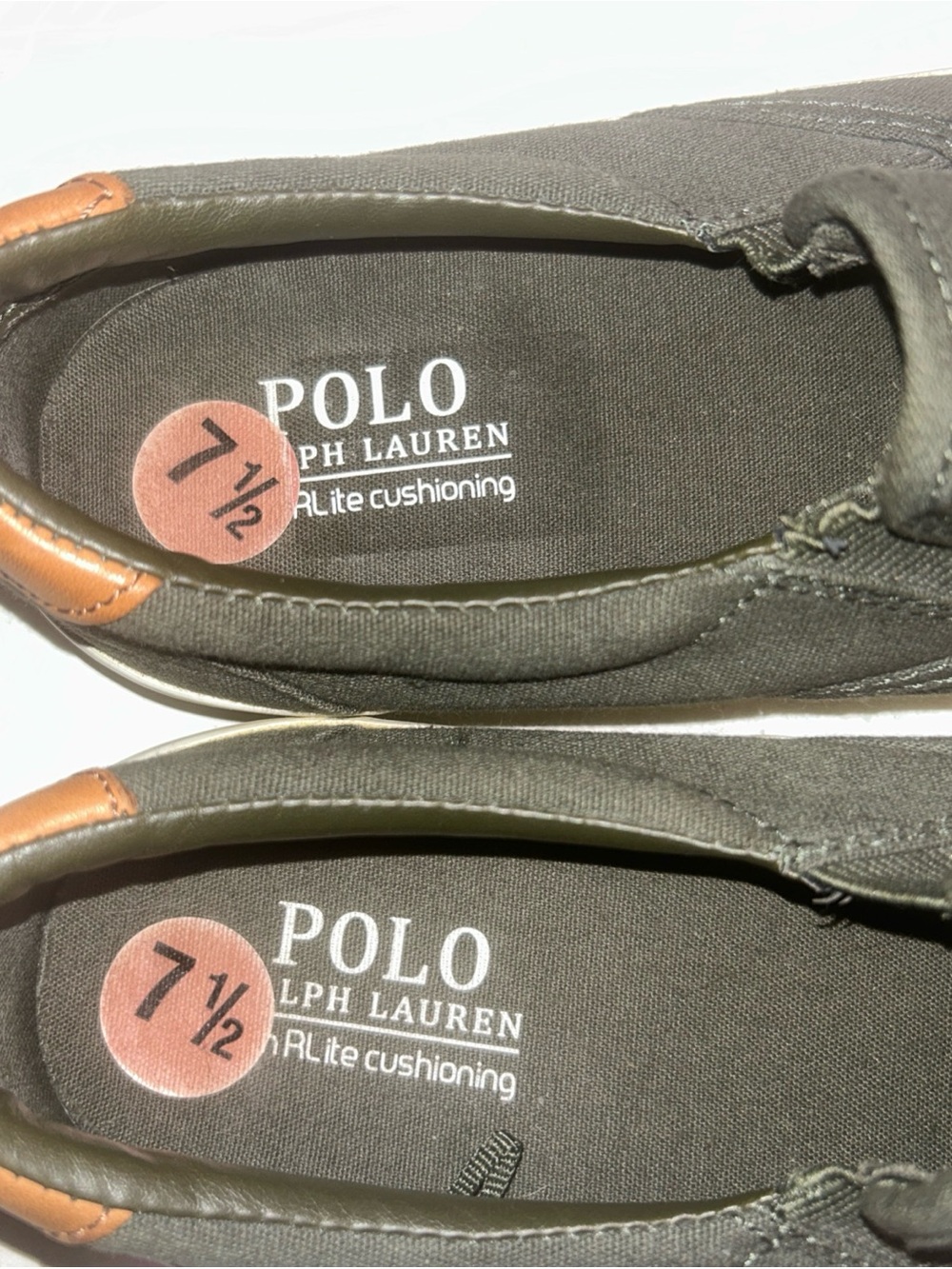 Polo Ralph Lauren Thompson Canvas Slip-On Tiger Loafers Olive Green - Picture 5 of 8